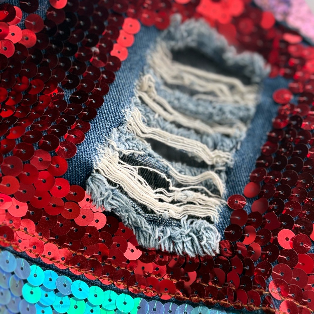 Sequin Patchwork Denim Jacket - image 4